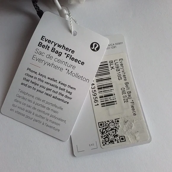 NEW Lululemon Athletica Everywhere Belt Bag Fleece Sherpa Black 1L - Picture 5 of 13